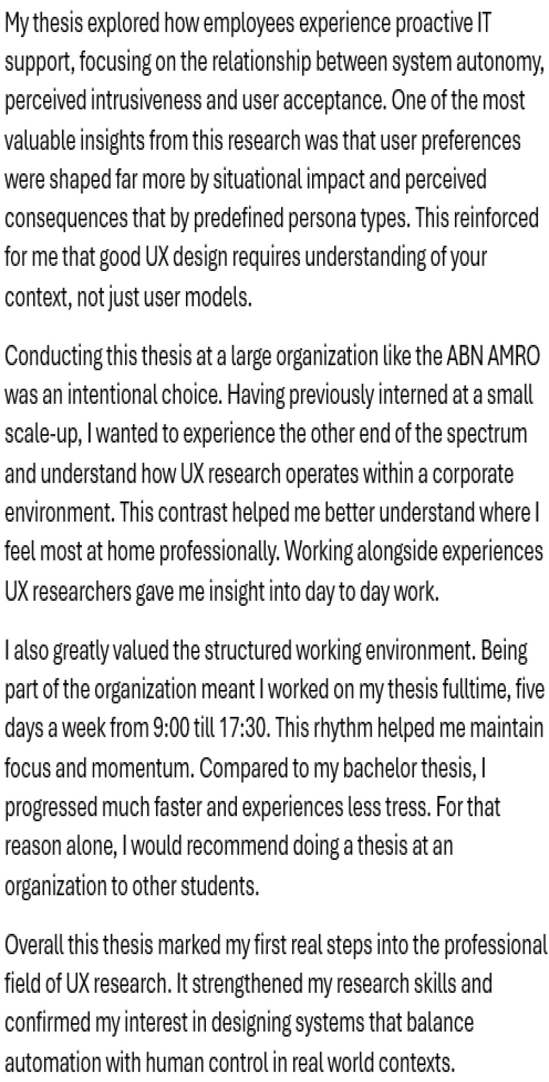 The reflection of my thesis for my portfolio.